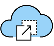 Blue cloud with squares inside icon