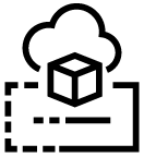 A cloud on top of a 3d cube and a server icon