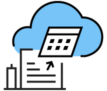 Blue cloud with calendar icon